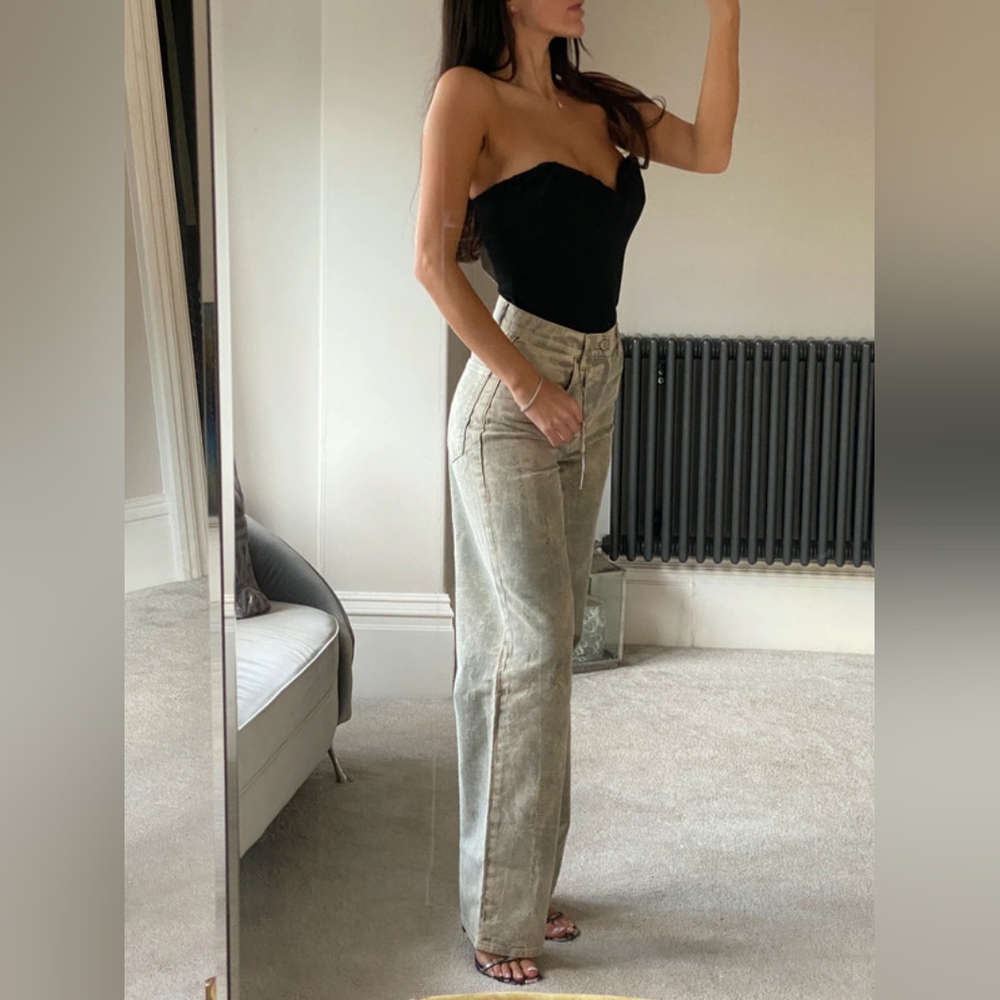 Zara textured washed out jeans high waist relaxed